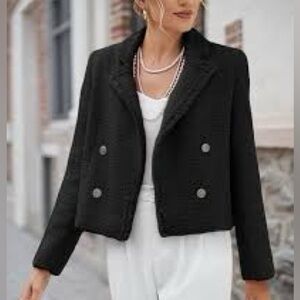 NWT Mina Self Black Tweed Blazer Jacket, Size XXL